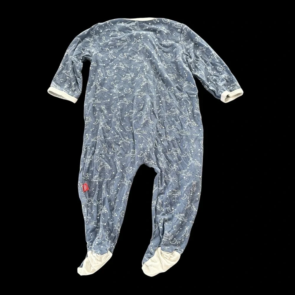 Magnetic Me Baby 3-6 months Blue Bunny Magnet Footie Pajamas Stars Rabbit Easter